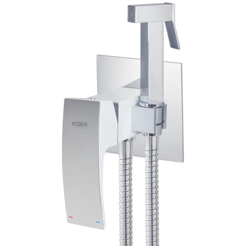 Смеситель для гигиенического душа Koer KB-23007-04 (Цвет хром+белый) (KR5162)