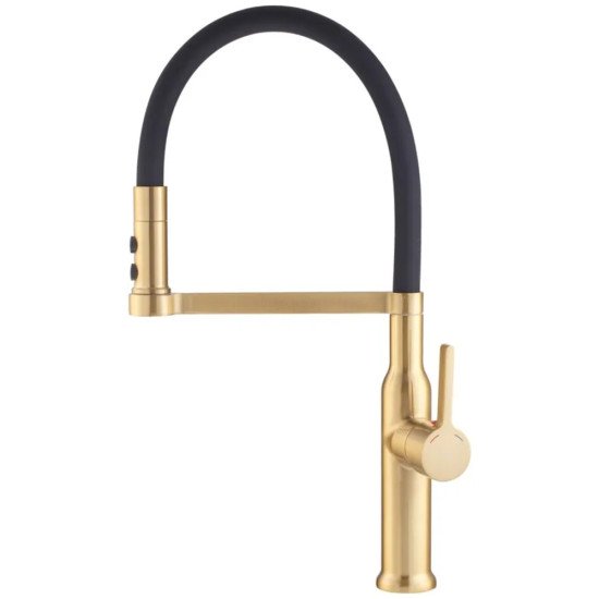 Змішувач для кухні MIXXUS PREMIUM PULL 017 BRUSHED GOLD REFL.BLACK (Колір матове золото+силік. вилив чорний) (MI8280)