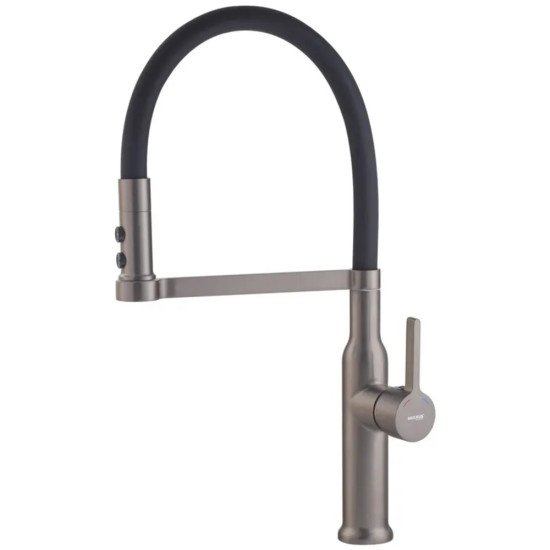 Змішувач для кухні MIXXUS PREMIUM PULL 017 GRAPHITE REFL.BLACK (Колір графіт + силік. вилив чорний) (MI8278)