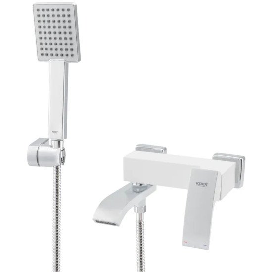 Смеситель для ванны Koer KB-41007-04 с коротким изливом (Цвет хром+белый) (KR5157)