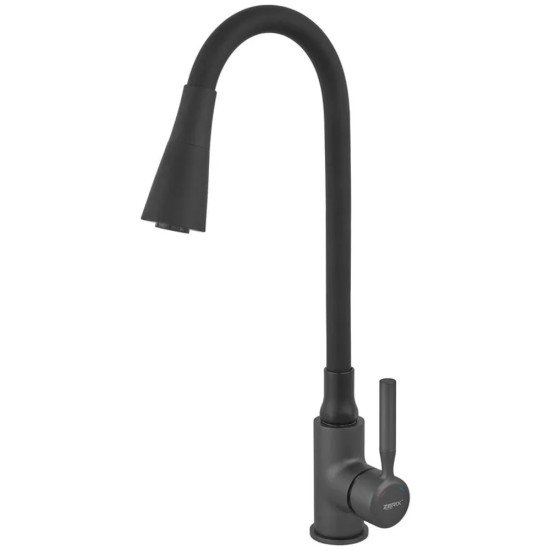 Змішувач для кухні ZERIX ATRIUM-011-T GRAPHITE REFL.BLACK (Колір графіт + силіконовий вилив чорний) (ZX6106)
