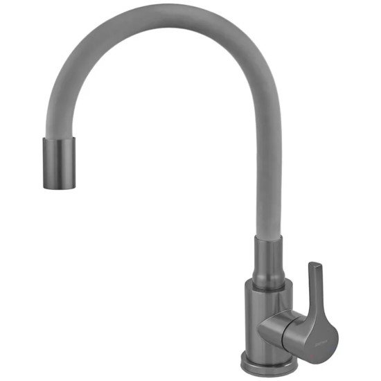 Змішувач для кухні ZERIX REX-011 GRAPHITE REFL.GREY з нерж. сталі (Колір графіт + силіконовий вилив сірий) (ZX6130)