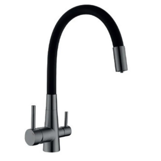 Смеситель для кухни Mixxus SUS-021 GRAPHITE REFL.BLACK с нерж.ст.SUS304 с вых.для пит.воды (MI6215)