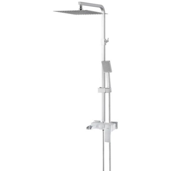 Душевая колонна KOER KB-58007-04 со смесителем водопад, 3 функции (Цвет хром+белый) (KR5161)