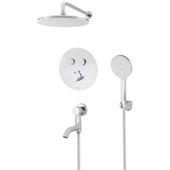 Встраиваемая душевая система с термостатом Koer KB-67012-01 (Цвет хром) (KR4728)