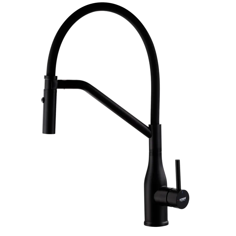 Смеситель для кухни Koer KI-70026-05 с черным силиконовым изливом (KR5210)