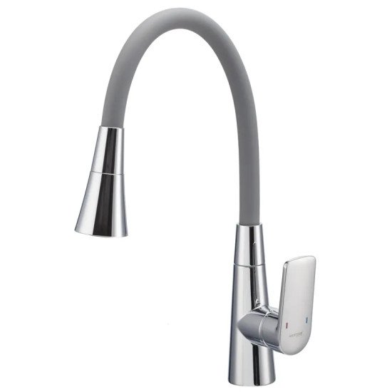 Смеситель для кухни Mixxus Premium Matis 011-T (NUT) Refl.Gray (Цвет хром+силик.излив серый) (MI8267)
