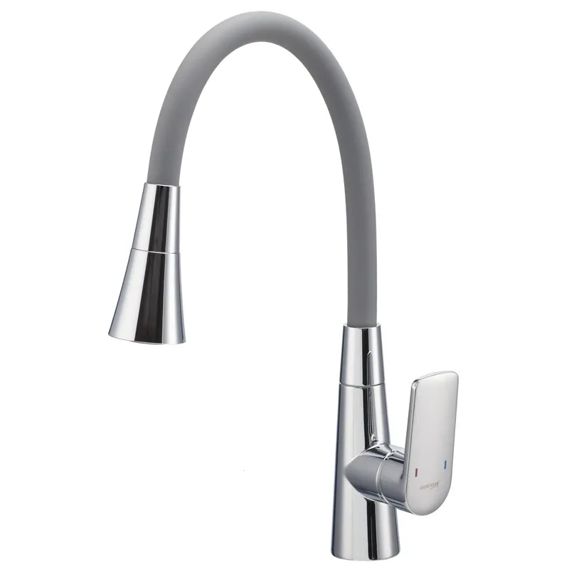 Смеситель для кухни Mixxus Premium Matis 011-T (NUT) Refl.Gray (Цвет хром+силик.излив серый) (MI8267)