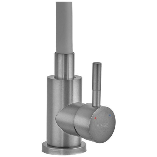Смеситель для кухни MIXXUS SEO-011 GRAPHITE REFL.GRAY с гибким изливом из нерж. стали SUS304 (Цвет графит+излив серый) (MI8225)