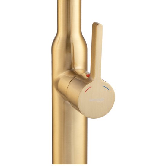 Змішувач для кухні MIXXUS PREMIUM PULL 017 BRUSHED GOLD REFL.BLACK (Колір матове золото+силік. вилив чорний) (MI8280)