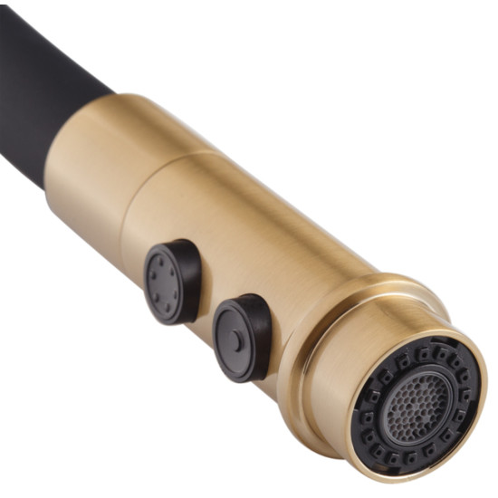 Змішувач для кухні MIXXUS PREMIUM PULL 017 BRUSHED GOLD REFL.BLACK (Колір матове золото+силік. вилив чорний) (MI8280)