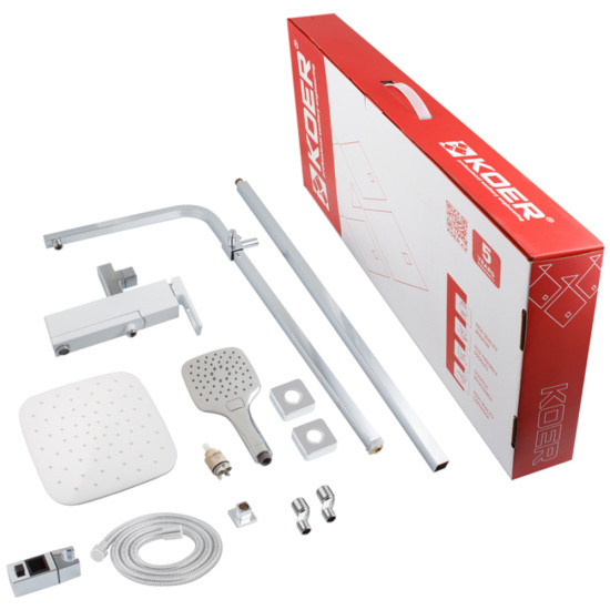 Душова колона із змішувачем KOER KB-56009-04 3 функції (Колір хром+білий) (KR5987)