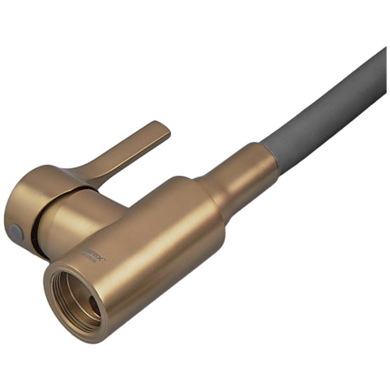 Смеситель для кухни ZERIX REX-011 BRUSHED GOLD REFL.GREY из нерж. стали (Цвет матовое золото+силиконовый излив серый) (ZX6133)