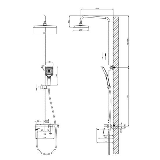Душова колона із змішувачем Mixxus Premium Degas 009-J (MI8250)