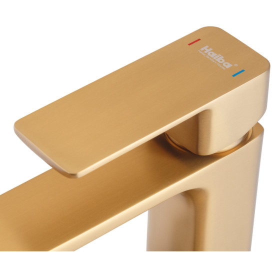 Змішувач для умивальника Haiba KUBUS 001 (HIGH) BRUSHED GOLD (HB9623)