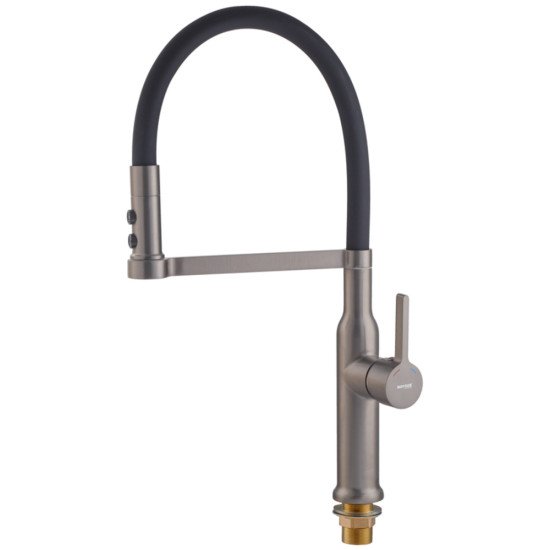 Смеситель для кухни MIXXUS PREMIUM PULL 017 GRAPHITE REFL.BLACK (Цвет графит+силик. излив черный) (MI8278)