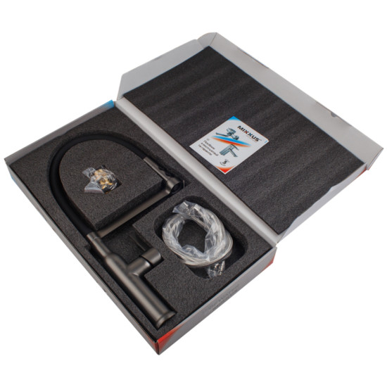 Змішувач для кухні MIXXUS PREMIUM PULL 017 GRAPHITE REFL.BLACK (Колір графіт + силік. вилив чорний) (MI8278)