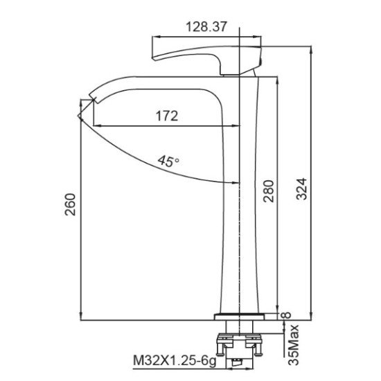 Смеситель для умывальника Koer KB-13007-07 высокий (Цвет графит) (KR5154)