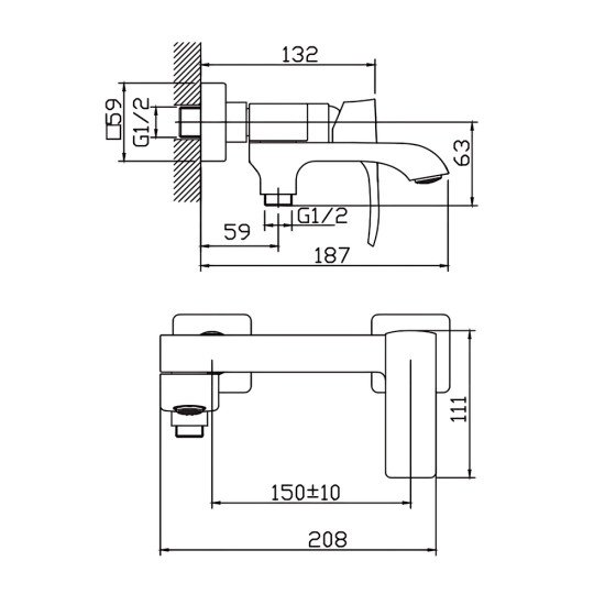 Смеситель для ванны Haiba Monaco 009 (HB9653)