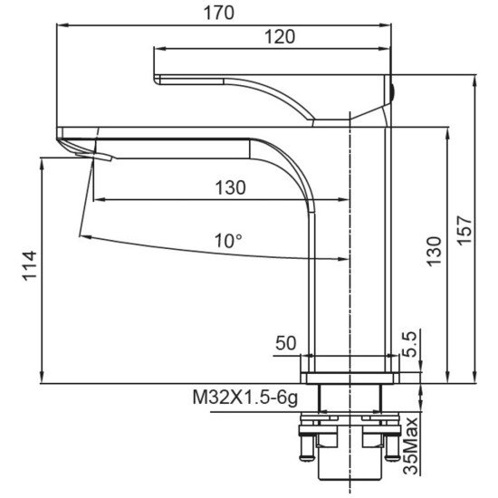 Смеситель для умывальника Koer KB-10010-05 (Цвет черный) (KR3479)