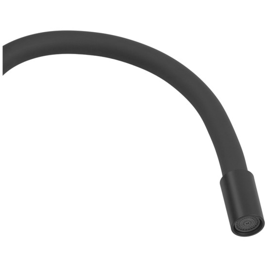 Смеситель для кухни ZERIX REX-011 BLACK REFL.BLACK из нерж. стали (Цвет черный+силиконовый излив черный) (ZX6132)