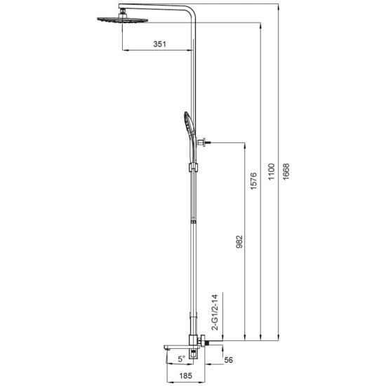 Душевая колонна со смесителем Koer KB-56009-01 (Цвет хром) (KR3506)