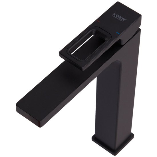 Смеситель для умывальника Koer KB-11009-05 высокий (Цвет черный) (KR3501)