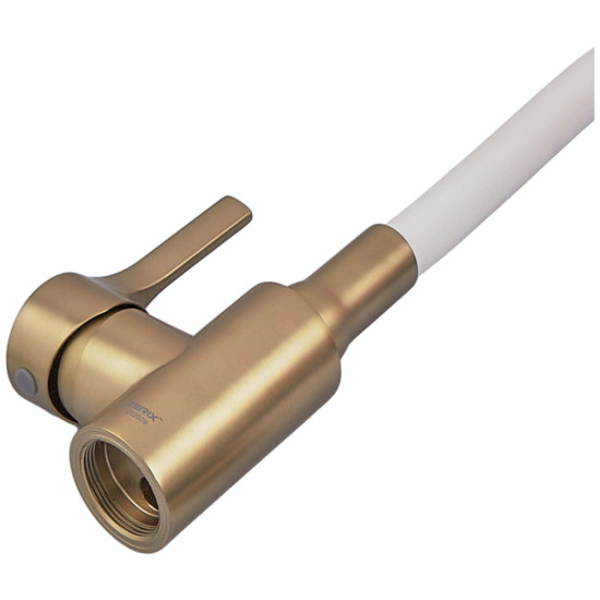 Смеситель для кухни ZERIX REX-011 BRUSHED GOLD REFL.WHITE из нерж. стали (Цвет матовое золото+силиконовый излив белый) (ZX6134)