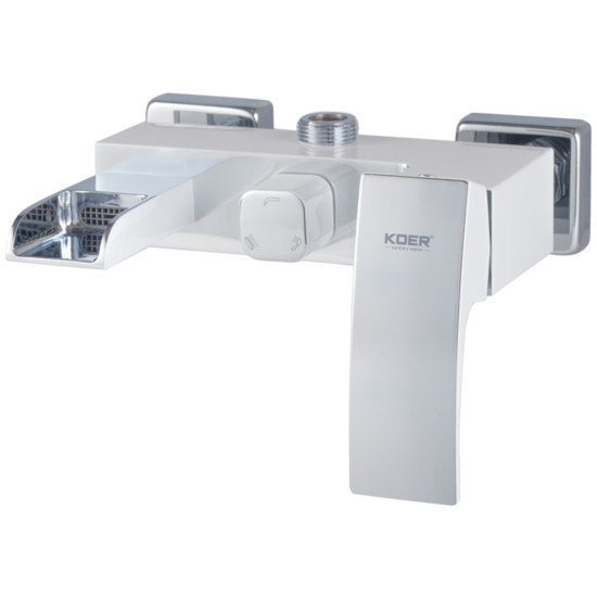 Душевая колонна KOER KB-58007-04 со смесителем водопад, 3 функции (Цвет хром+белый) (KR5161)