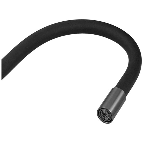 Змішувач для кухні ZERIX REX-011 GRAPHITE REFL.BLACK з нерж. сталі (Колір графіт + силіконовий вилив чорний) (ZX6131)