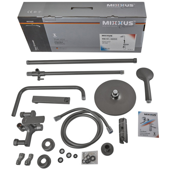 Душевая колонна со смесителем MIXXUS PREMIUM MONE 009-J GRAPHITE (Цвет графит) (MI6783)