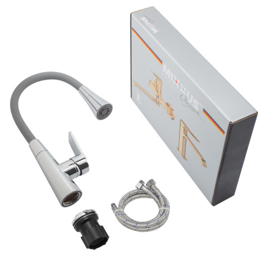 Змішувач для кухні Mixxus Premium Matis 011-T (NUT) Refl.Gray (Колір хром+силік.злив сірий) (MI8267)