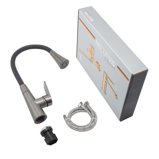 Смеситель для кухни Mixxus Premium Matis 011-T (NUT) Graphite Refl.Black (Цвет граф.+сил.излив черный) (MI8268)