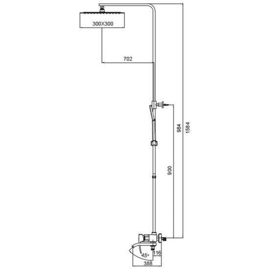 Душова колона KOER KB-56007-04 із змішувачем, 3 функції (Колір хром+білий) (KR5159)