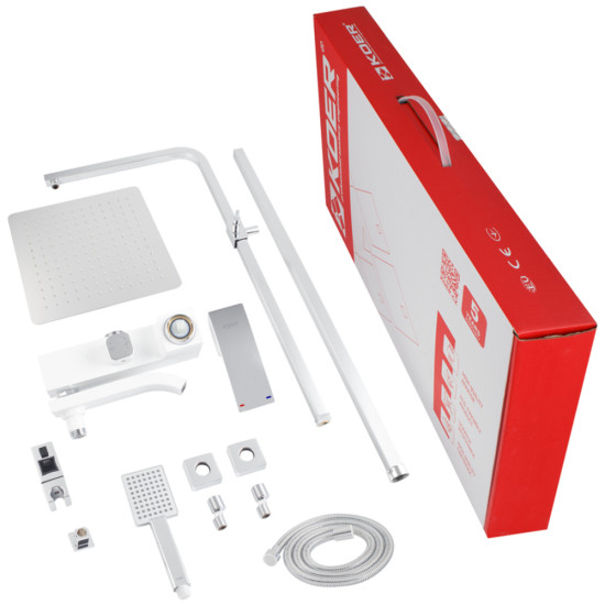 Душова колона KOER KB-56007-04 із змішувачем, 3 функції (Колір хром+білий) (KR5159)