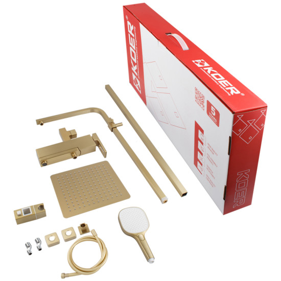 Душова колона із змішувачем KOER KB-56009-12 3 функції (Колір матове золото) (KR5989)