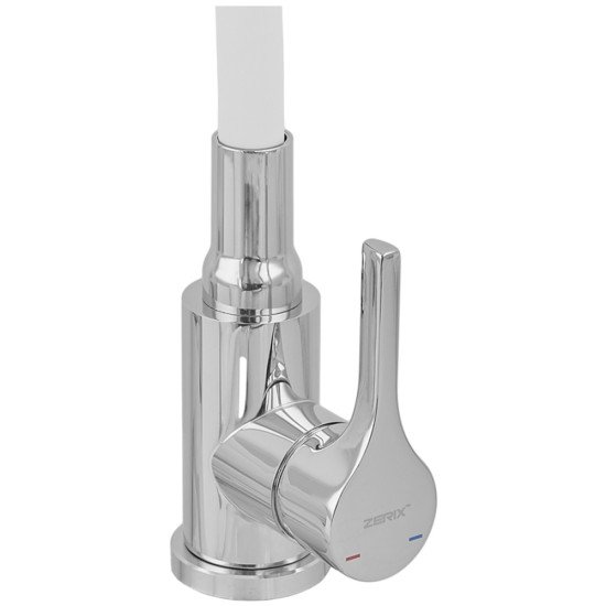 Змішувач для кухні ZERIX REX-011 CHROME REFL.WHITE з нерж. сталі (Колір хром+силіконовий вилив білий) (ZX6129)