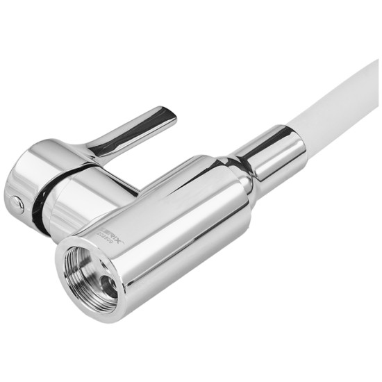 Змішувач для кухні ZERIX REX-011 CHROME REFL.WHITE з нерж. сталі (Колір хром+силіконовий вилив білий) (ZX6129)