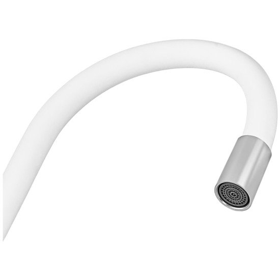 Змішувач для кухні ZERIX REX-011 CHROME REFL.WHITE з нерж. сталі (Колір хром+силіконовий вилив білий) (ZX6129)