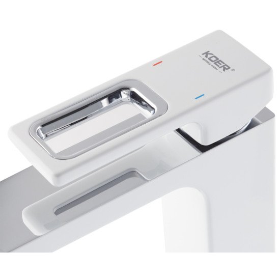 Смеситель для умывальника KOER KB-10009-04 (Цвет хром+белый) (KR5975)