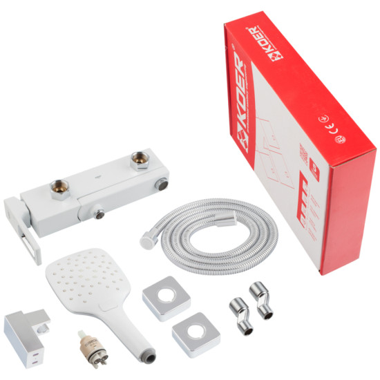 Смеситель для ванны с коротким изливом KOER KB-41009-04 (Цвет хром+белый) (KR5985)