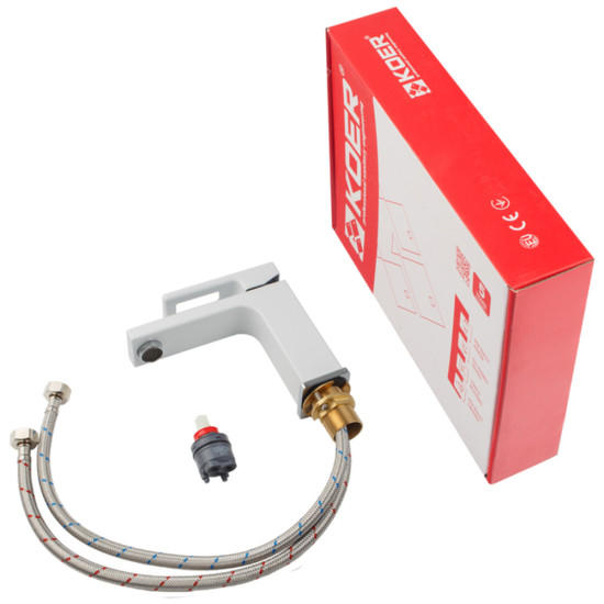 Змішувач для умивальника KOER KB-10009-04 (Колір хром+білий) (KR5975)