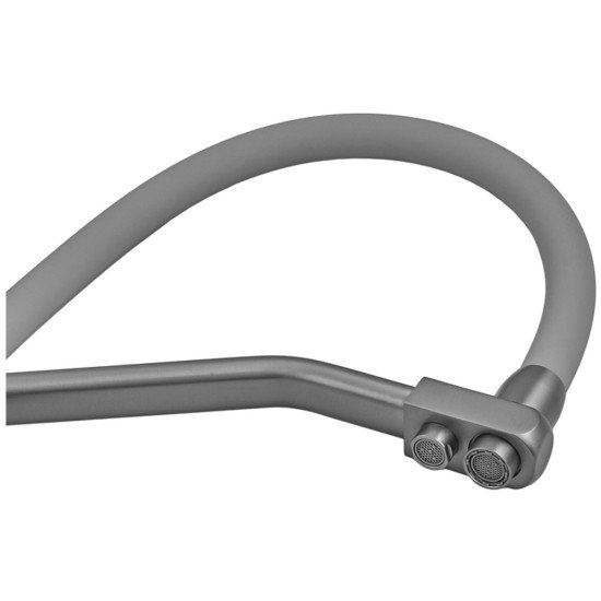 Змішувач для кухні ZERIX FUL-021 GRAPHITE REFL.GRAY з силіконовим виливом, з нерж.сталі SUS304 з виходом для питної води (колір графіт, сірий вилив) (ZX6000)