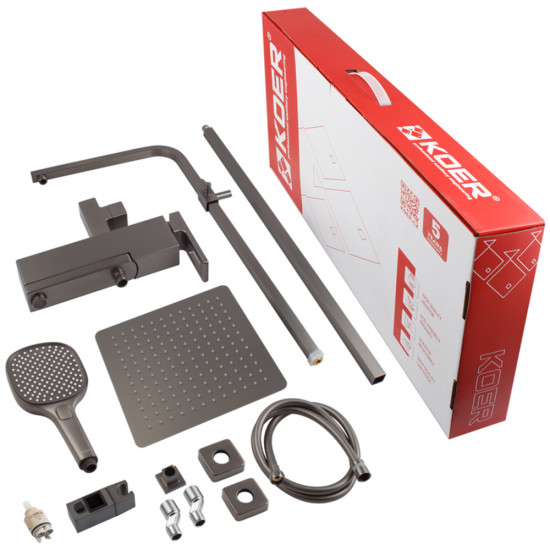 Душевая колонна со смесителем KOER KB-56009-07 3 функции (Цвет графит) (KR5988)