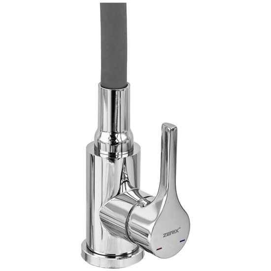 Змішувач для кухні ZERIX REX-011 CHROME REFL.GREY з нерж. сталі (Колір хром+силіконовий вилив сірий) (ZX6128)