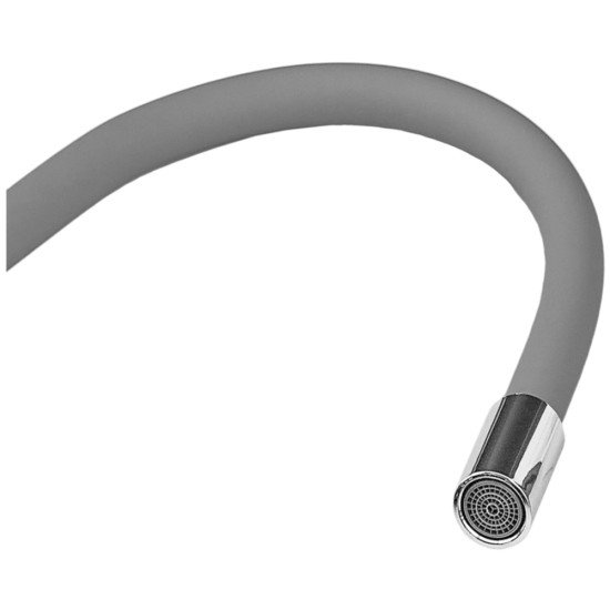 Змішувач для кухні ZERIX REX-011 CHROME REFL.GREY з нерж. сталі (Колір хром+силіконовий вилив сірий) (ZX6128)