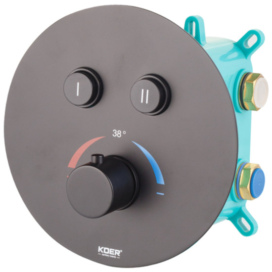 Вбудована душова система з термостатом Koer KB-67012-05 (Колір чорний) (KR4729)