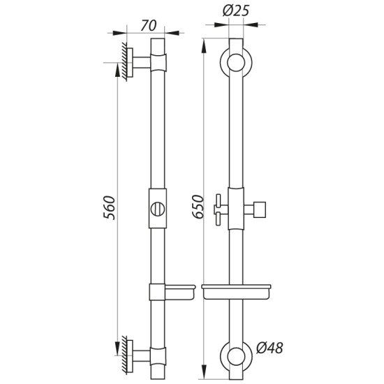 Стойка для душа Zerix L1106 с мыльницей (без шланга и лейки) (LL1758)