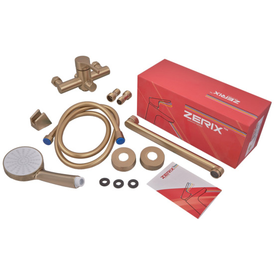 Змішувач для ванни ZERIX REX-006 (EURO) BRUSHED GOLD з нерж. сталі (Колір матове золото) (ZX6119)