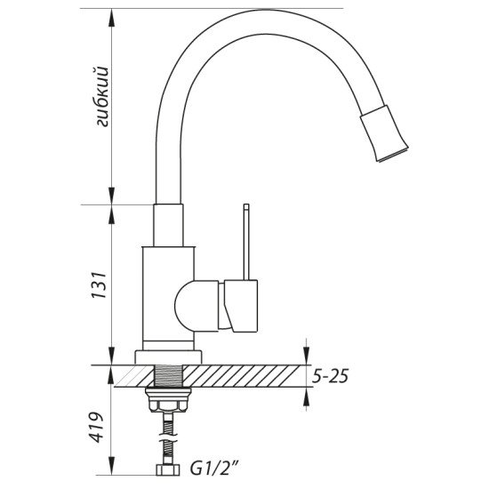 Смеситель для кухни Zerix LR74004-3 с белым гибким изливом (LL1203)